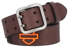 Harley-Davidson Men's Enamel Plaque Bar & Shield Logo Leather Belt - Brown