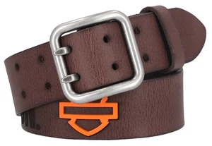 Harley-Davidson Enamel Plaque Barre & Logo du bouclier Ceinture en cuir - brun pour homme