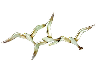 Seagulls in flight rustic metal wall art sea life shore birds decor