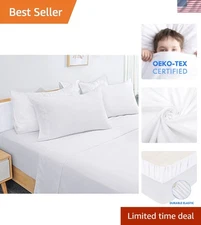 Elegant White Microfiber Bed Sheets Set - 1800 Thread Count, Machine Washable