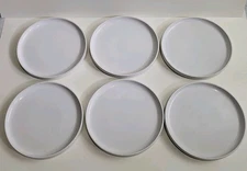 TREND PACIFIC Bauhaus White Stoneware Salad Plates Set Of  Six