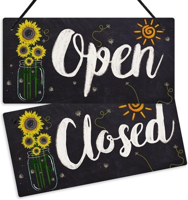 Open Closed Sign, Reversible Double Sided Sign for Business , Cafe Bar, , Res...
