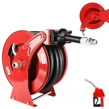 Fuel Hose Reel 1" x 33FT Retractable Diesel Hose Reel 300PSI Ratchet Spring, Red