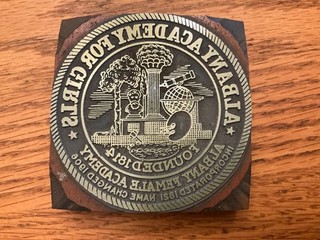 LETTERPRESS PRINTING PRINT BLOCK ALBANY ACADEMY FOR GIRLS SEAL/LOGO