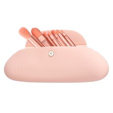 Silicone Makeup Brush Holder Magnetic Closure Travel Cosmetic Bag Pink