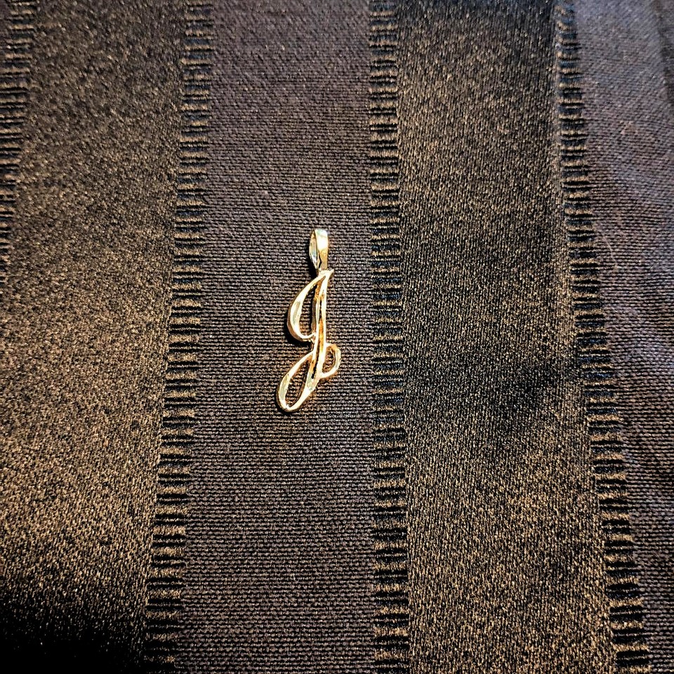 Initial Letter Pendant 24k Yellow Gold Plated Cursive Letters A to Z ...