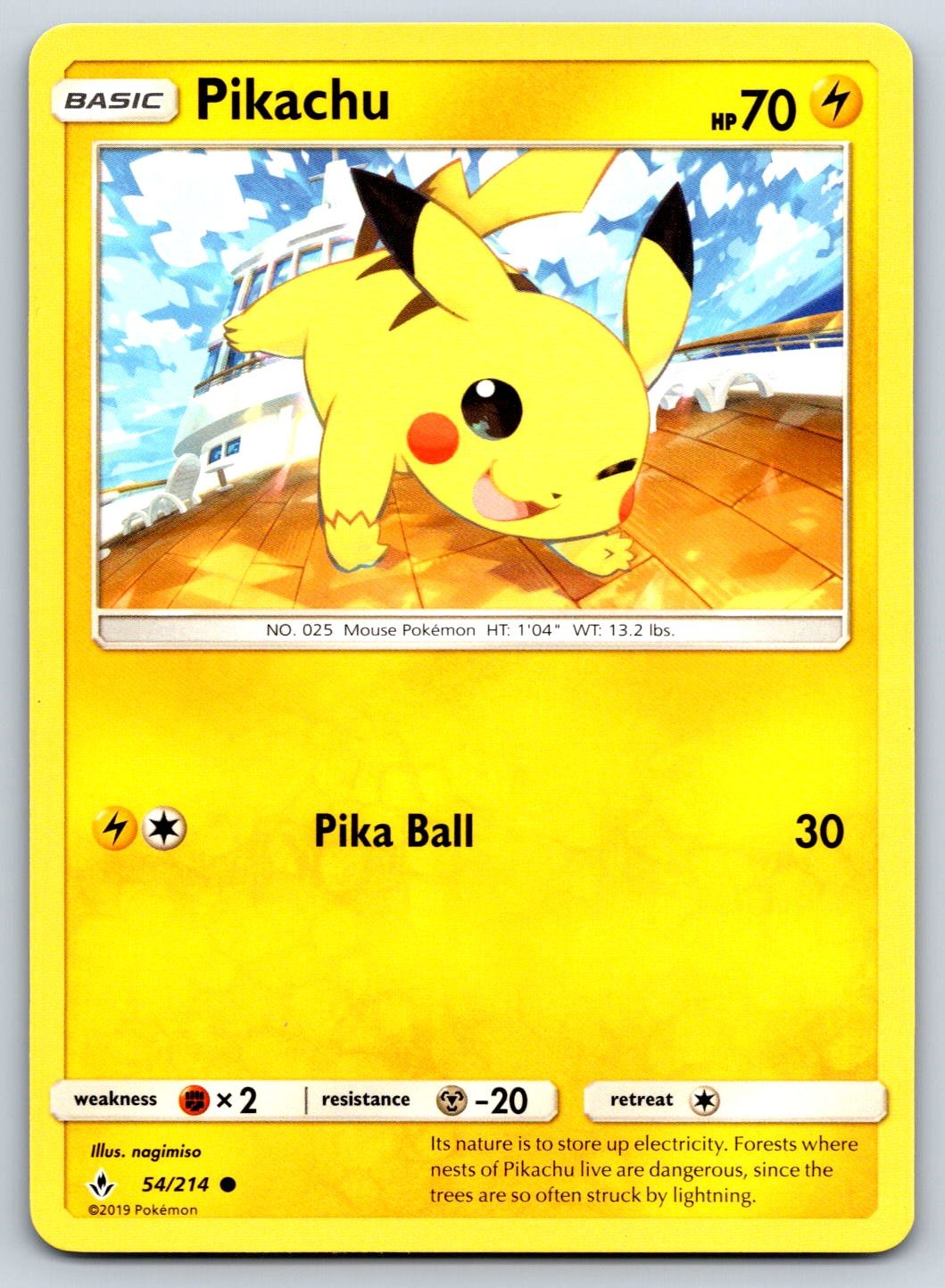 Pikachu Unbroken Bonds 54/214 Pokemon Card NM