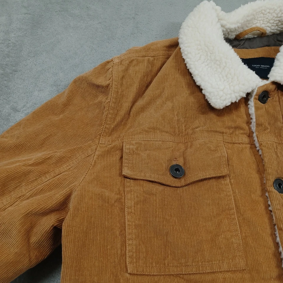 Lucky Brand Jacket Mens XL Brown Corduroy Trucker Pockets Button Up Preppy - Image 2 of 4