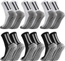 6 Pairs Grip Soccer Socks anti Slip Athletic Socks Non Slip Sports Football Base