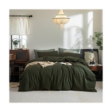 FOSSA Duvet Cover Set 100 Washed Cotton Linen Feel Super Soft Breathable Coz...