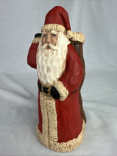 Vintage Santa & Bag Tree Trunk Ceramic Planter 8”H