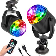 2Pcs Party Magic Disco Ball Light LED Club RGB Rotating DJ Stage Lights Remote