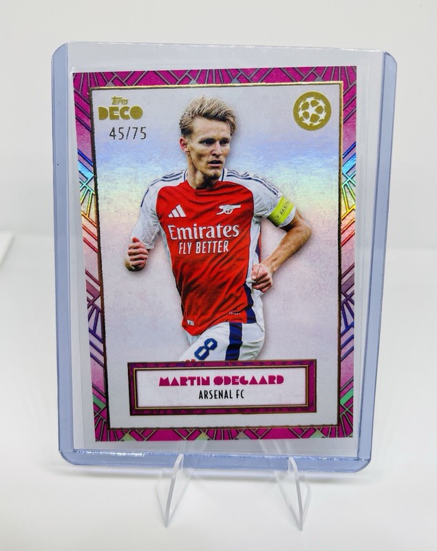 Topps Deco UEFA Martin Ødegaard Pink Parallel /75 Arsenal FC 45/75