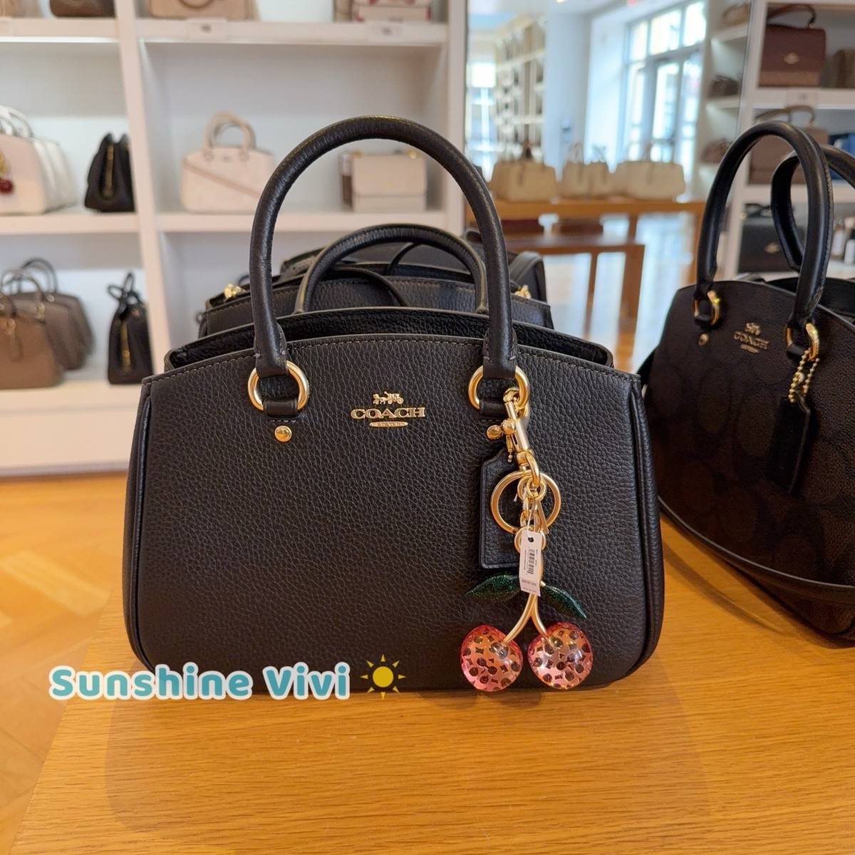 NWT Limited Coach Signature Cherry Bag Charm 88547 Gold/Pink Multi