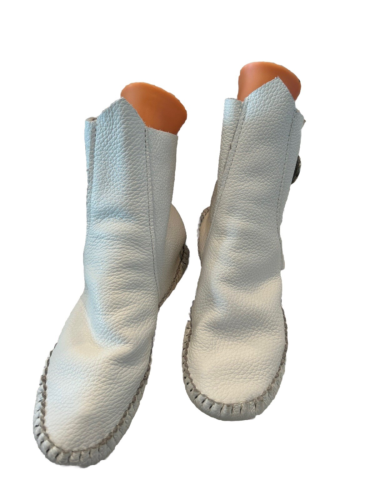 Vintage Deer Skin Leather Moccasin Booties Wms 8.5 - 9 Made In Taos New Mexico