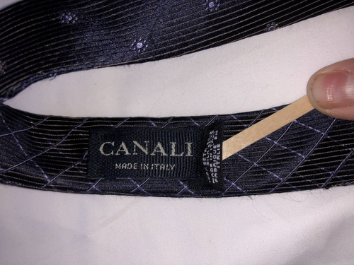 Canali Men’s Tie Made In Italy Reversible / Dark Purple With 2 Designs - Picture 10 of 16