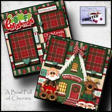 CHRISTMAS PAJAMAS PJ's PRINTED 2 premade scrapbook pages paper printed BY CHERRY
