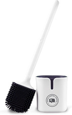 Compact Silicone RV Toilet Bowl Brush with Wall-Mounted No-Drip Holder
