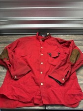 Vintage 1950s Woolrich Solid Red Wool Flannel Button-Up Shirt Xl