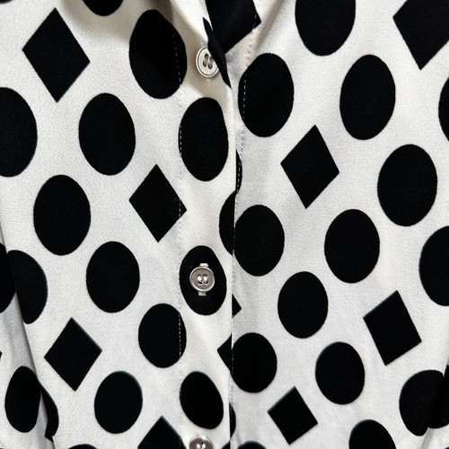 NY Collection NWT Womens Size XL Black Circles & Diamonds Print Shirt Dress - Picture 6 of 10