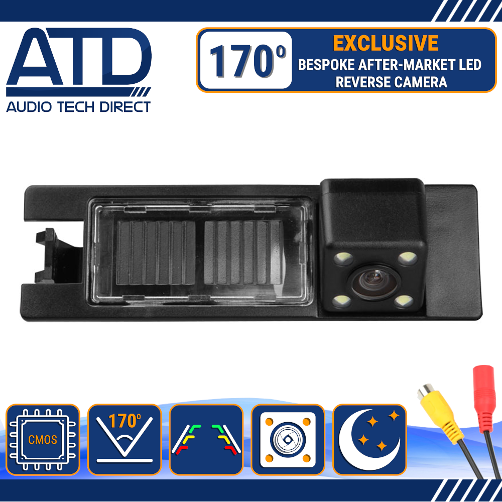 Telecamera Posteriore HD Per Retromarcia Con Luce Targa | Grandangolo 160° | Compatibile Con Opel, Buick, Fiat (Grande Punto, Bravo, Doblo) | IP68 - 3