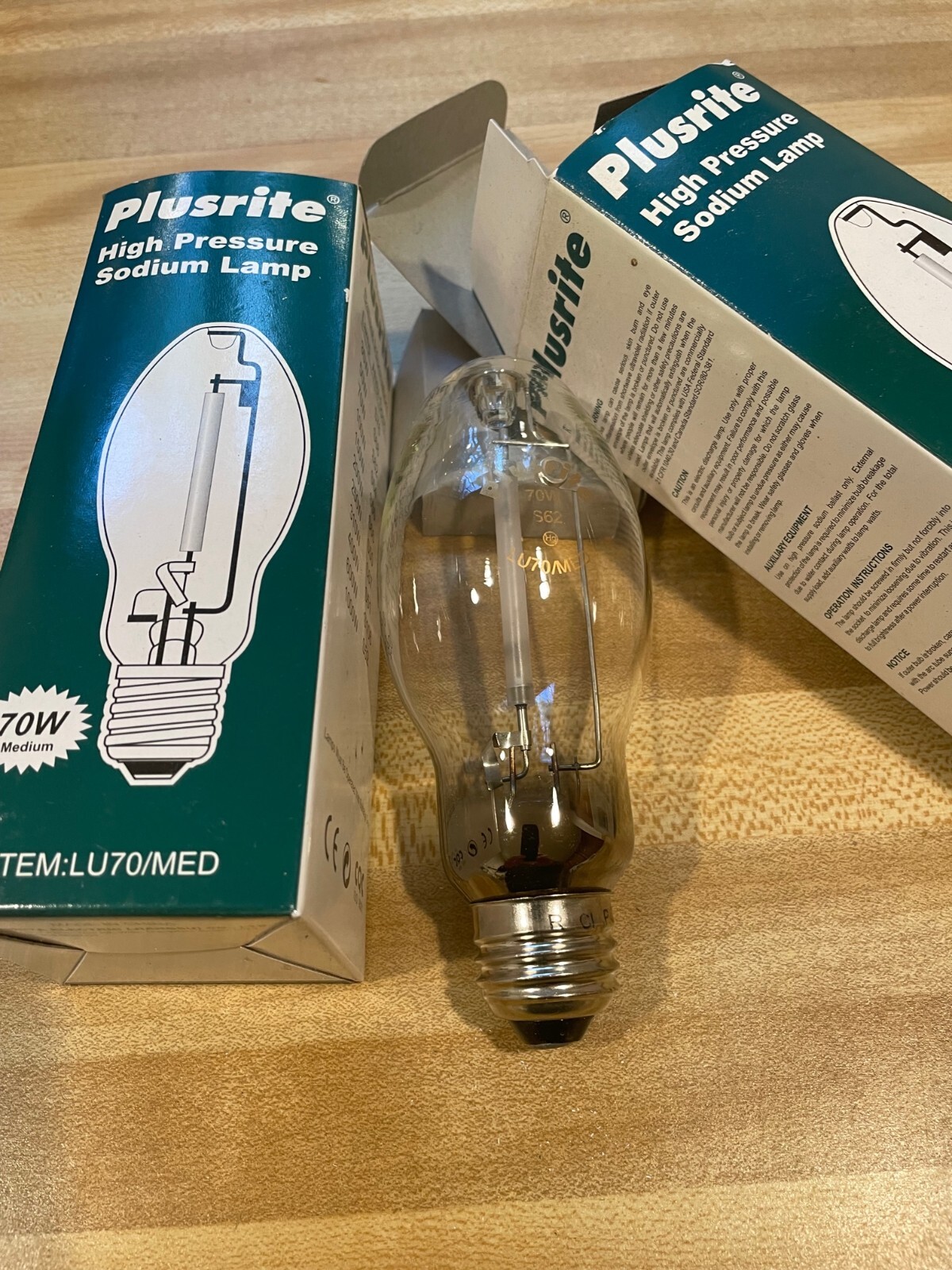 (2) Two 70 Watt Medium Base ED17 High Pressure Sodium Bulbs