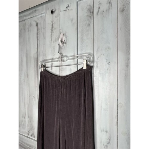 CHICOS TRAVELERS GRAY STRETCHY SLINKY ACETATE SPANDEX WIDE LEG PULLON PANTS 12 L - Picture 5 of 15