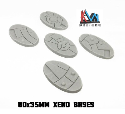 3D Printed 60x35mm Sci-Fi Xeno Empire Oval Bases - Set of (5) - Tau