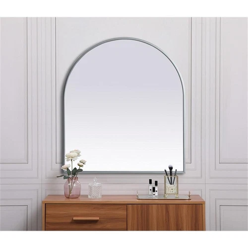 Elegant Decor Ayra 27x30" Arch Modern MDF Wood/Iron Mirror in Silver - Picture 2 of 9
