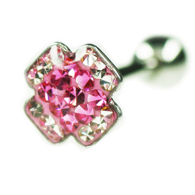 Tragus/Helix Titan Ohr Piercing Herz Ros&eacute;gold/Weiss