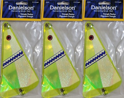 3 - Pack Danielson 8'' Triangle Flashers, Chartreuse Crackle, TF8214 NEW!