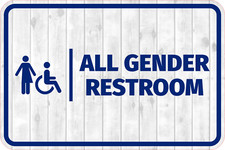 Classic Framed Plus All Gender Restroom Wall or Door Sign Easy Installation