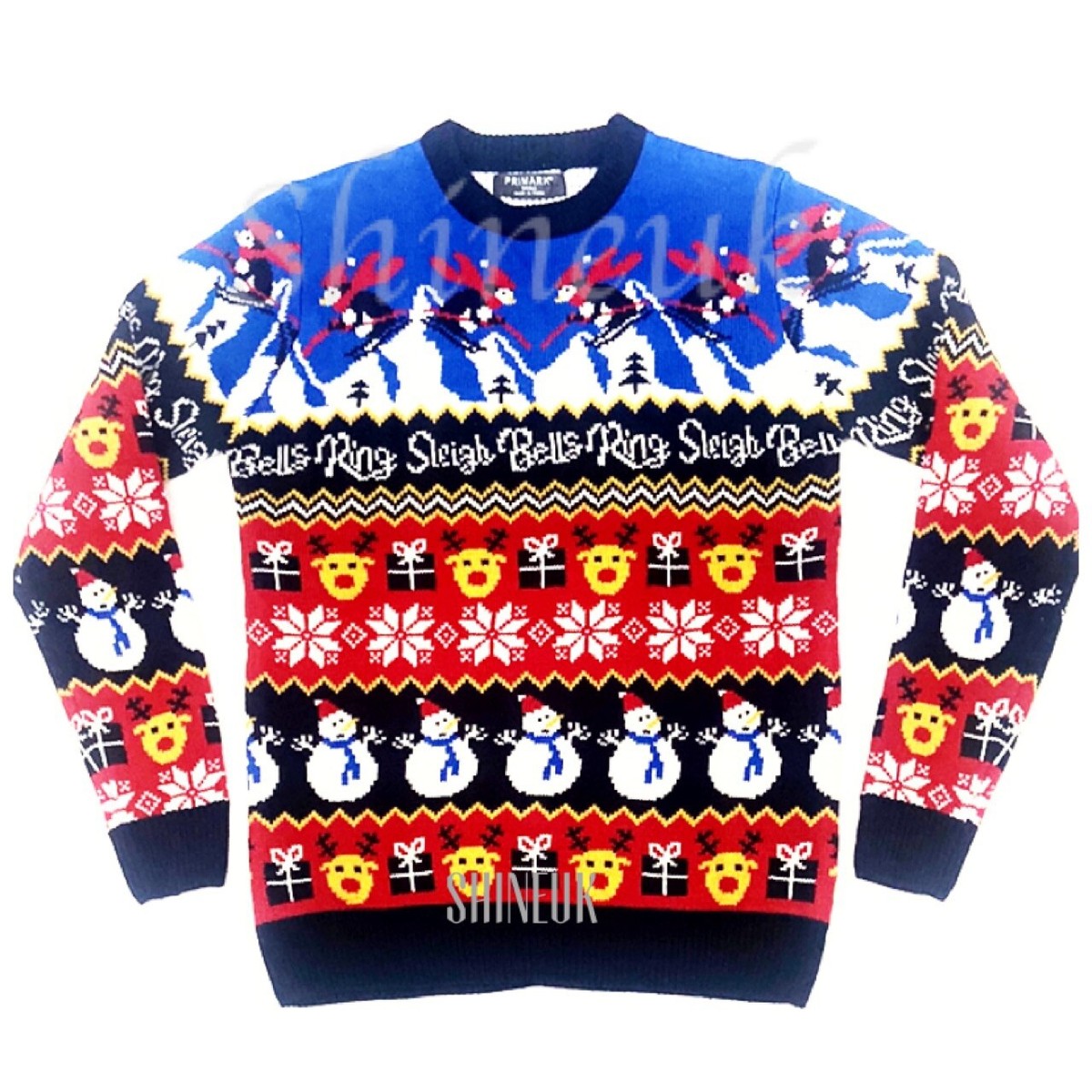 Men's Ring Sleigh Bells Christmas Jumper festive KNITTED Primark S