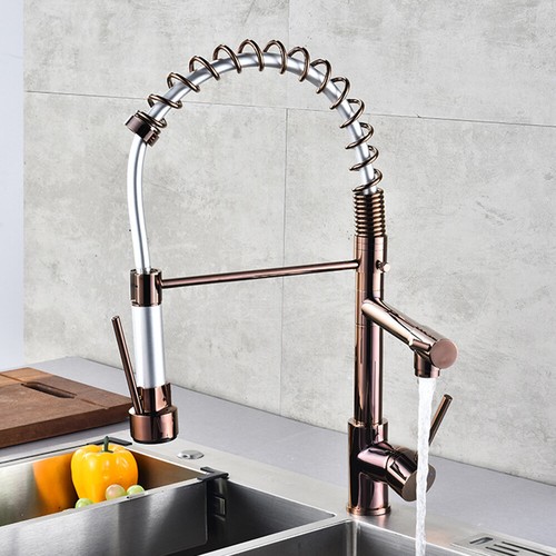 Kitchen Sink Pull Out Taps 2-Function Swivel Mixer Faucet Single Hole Deck Mount - Picture 38 of 66