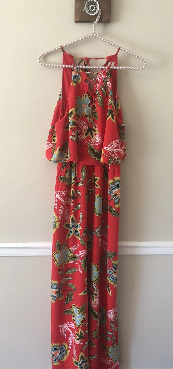 LOFT Beach Womens Size Small Red Floral Maxi Dress Sleeveless eBay