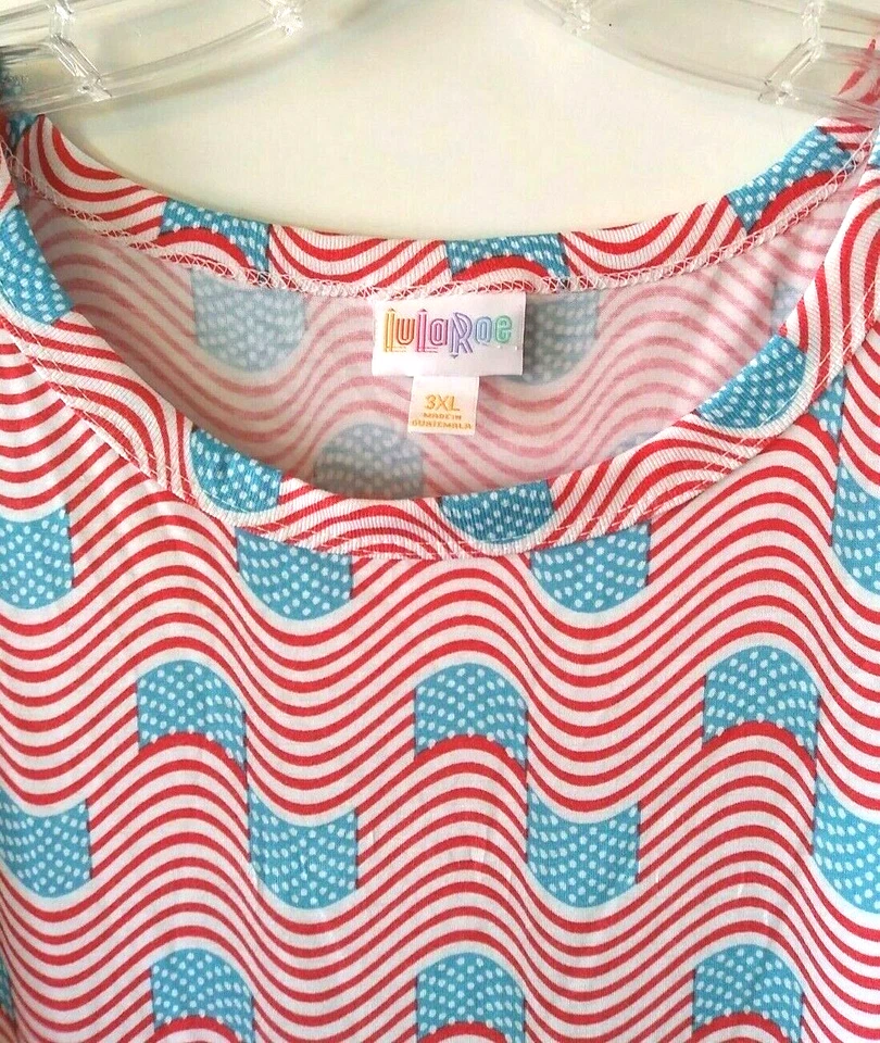 NUEVO MAXI VESTIDO MUJER LULAROE MARIA ROJO BLANCO AZUL BANDERA PATRIÓTICA TALLA GRANDE 3XL Foto 3 de 4