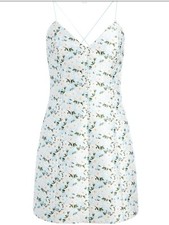 Alice + Olivia Tayla Blue/White Embroidered Floral Mini Dress Sz 8 AUTH NWT