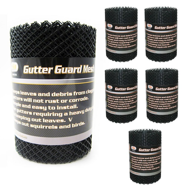 6 Gutter Guard Mesh Rolls 16 Ft X 6In Black Plastic Leafsout Cover Easy Install (7795735116838)