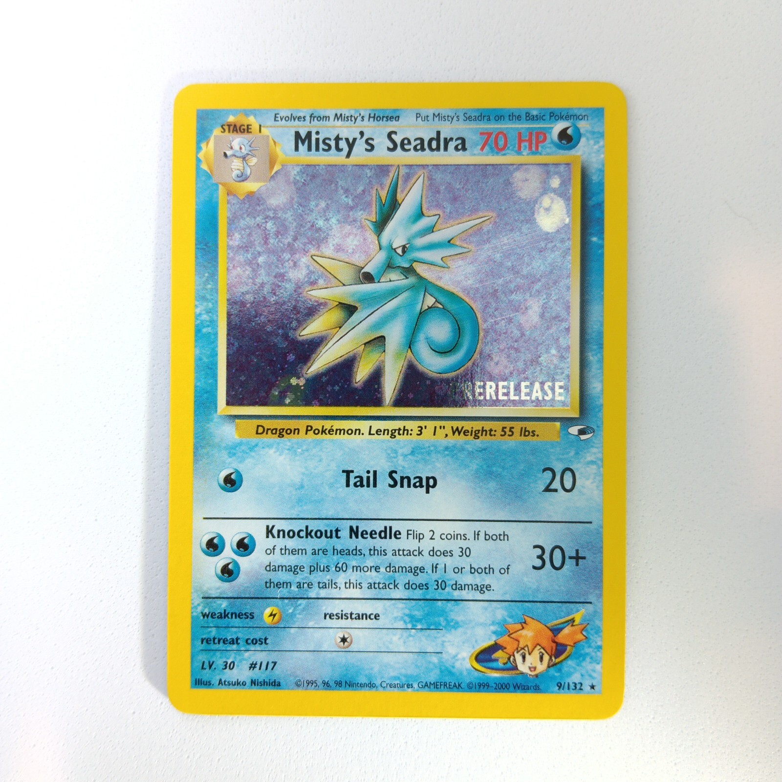 Misty's Seadra 9/132 Prerelease Rare Holo NM Pokemon Card Gym Heroes 2000 BF8
