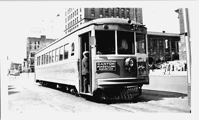 1936 Parlor Car #245 Canton Massillon Ohio Trolley Streetcar 5'' X 3'' Photo