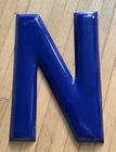 Vintage 15” N Blue Porcelain Gas Station Letter Sign Store Bar Wall Decor Art