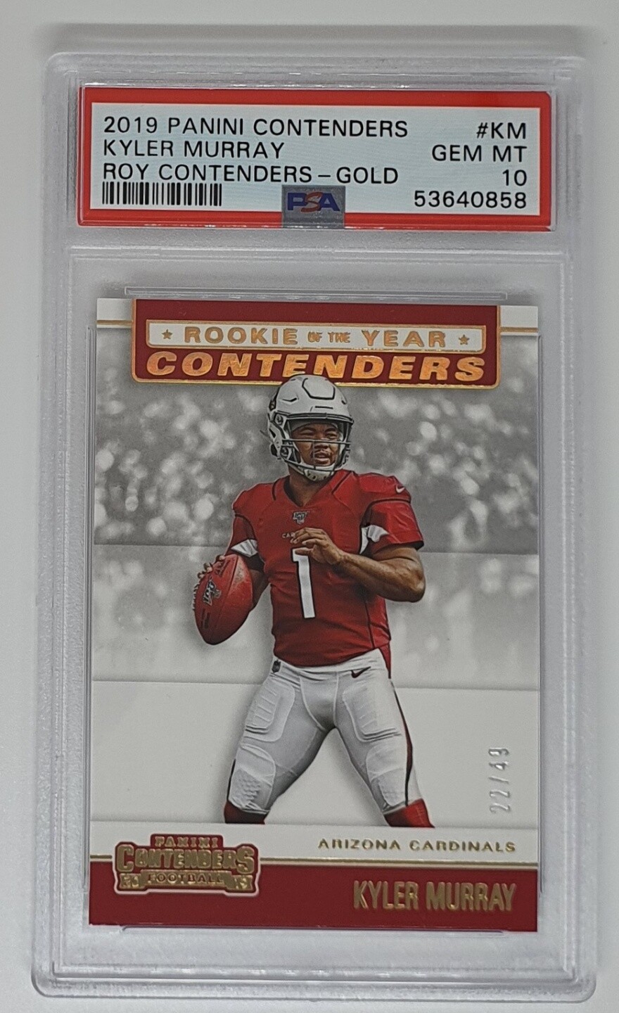 Kyler Murray Panini Contenders Rookie of the Year Contenders #KM Gold