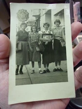 #1, RARE VTG ANTIQUE "RPPC" REAL PHOTO POSTCARD - FOUR SCHOOL GIRLS; CLYDE HOTEL