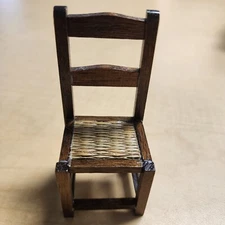 Concord Miniatures Dollhouse Furniture Straightback Chair With Wicker Cane Seat 