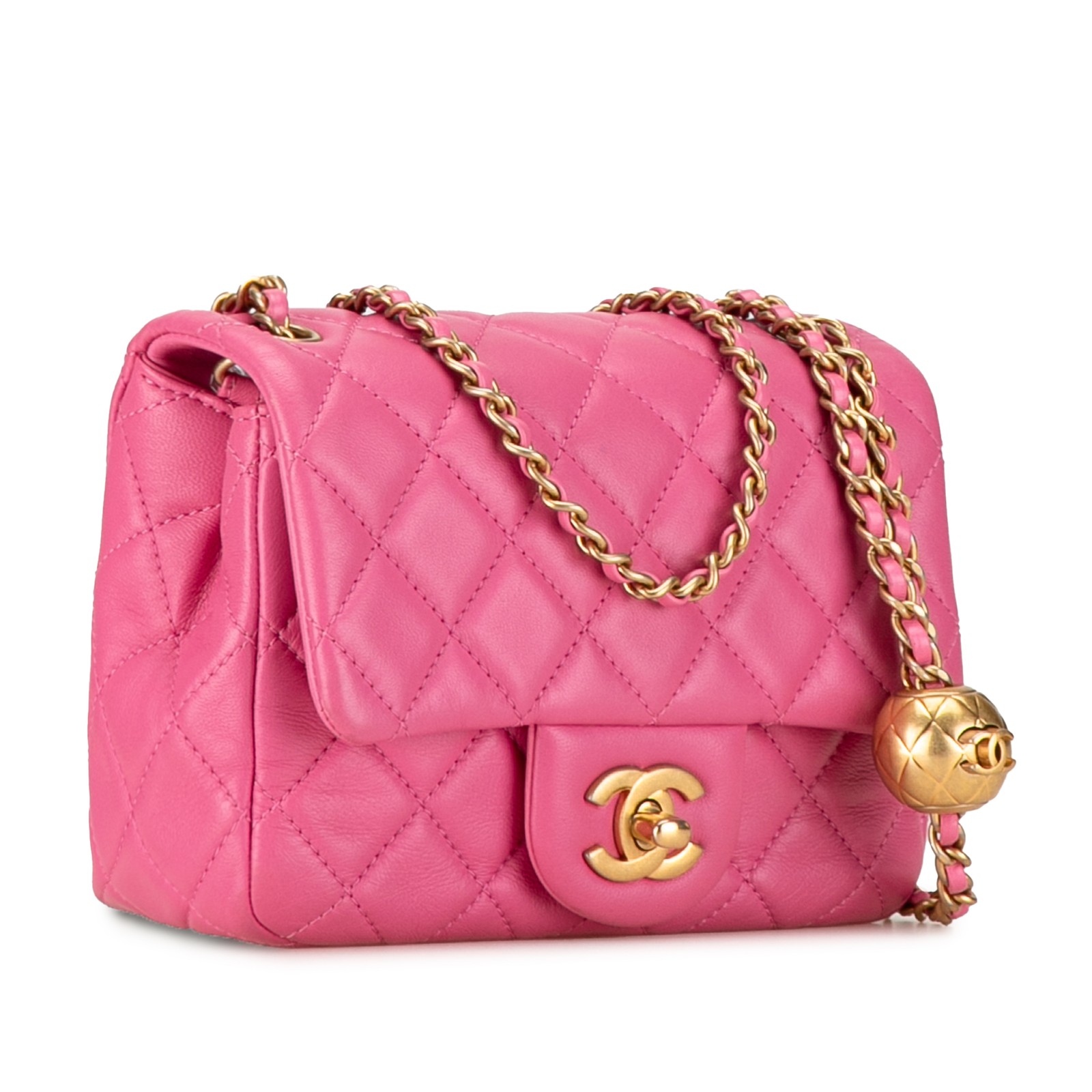 Authenticated Chanel Mini Square Classic Lambskin… - image 2