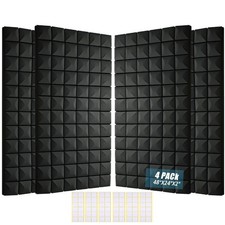 Acoustic Foam Panels 4 Pack 48"x24"x2" - High Density Soundproof Foam Wall Pa...