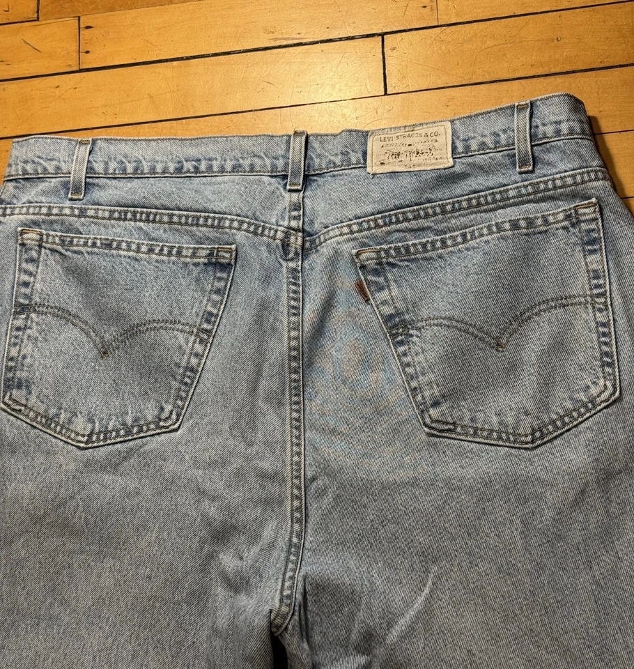 Vintage 80s Altered Levis Light Wash Bronze Tab Denim Jeans YKK Zipper Size 42 - Image 2 of 4