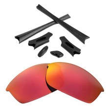 Walleva Fire Red Polarized Lenses  Black Rubber Kit For Oakley Flak Jacket