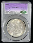 1886 $1 Morgan Silver Dollar CAC MS62 TraderBea Label