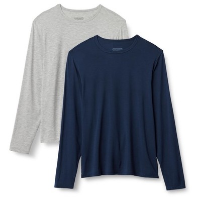 Herren Langarm-Unterhemd Modal Grau/Navy XX-Large Amazon Essentials